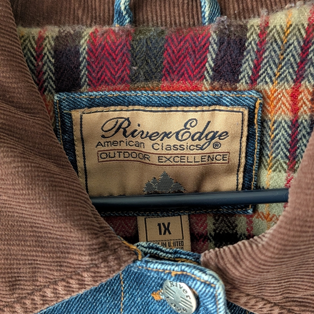 Classic Blue Denim Jacket with Brown Collar - Picture 2 of 2